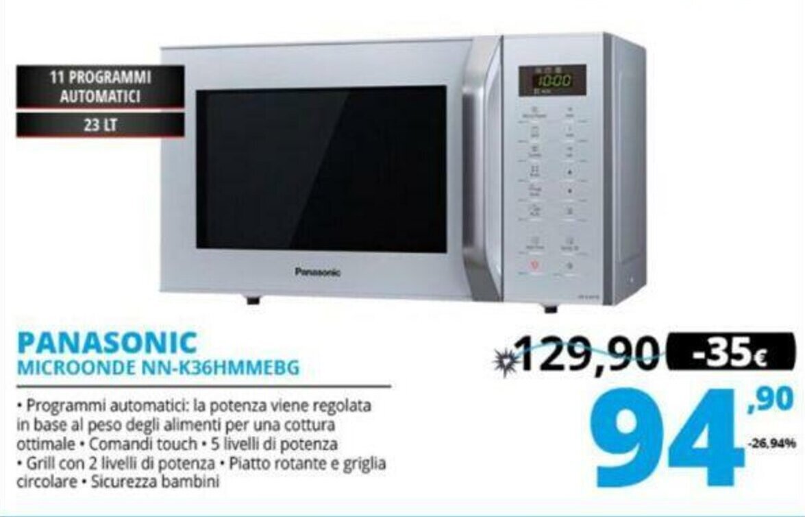 Panasonic Microonde NN-K36HMMEBG offerta di Comet