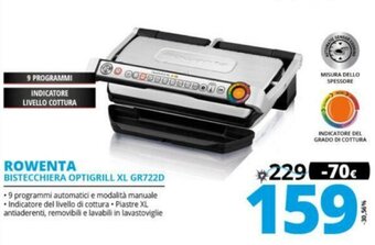 Comet Rowenta Bistecchiera Optigrill XL GR722D offerta