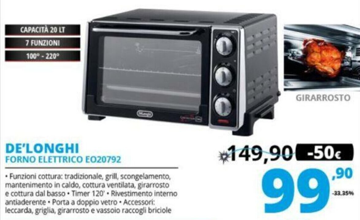 De'Longhi Forno Elettrico EO20792 offerta di Comet
