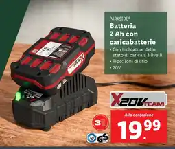 Lidl PARKSIDE Batteria 2 Ah con caricabatterie offerta