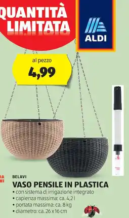 ALDI Belavi vaso pensile in plastica offerta
