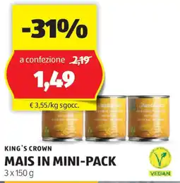 ALDI KING'S CROWN Mais in mini-pack offerta