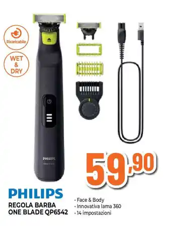 Ipercoop Philips regola barba one blade qp6542 offerta