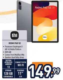 Unieuro mi Redmi Pad SE offerta