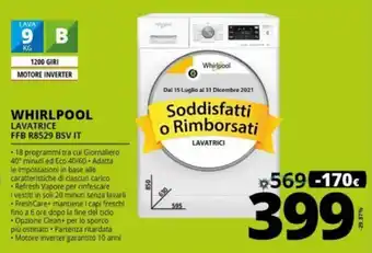 Comet Whirlpool Lavatrice FFB R8529 BSV IT offerta