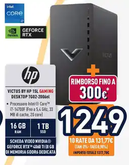 Unieuro hp VICTUS BY HP 15L GAMING DESKTOP TG02-2006nl offerta