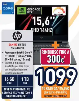 Unieuro hp GAMING VICTUS 15-fa1062nl offerta