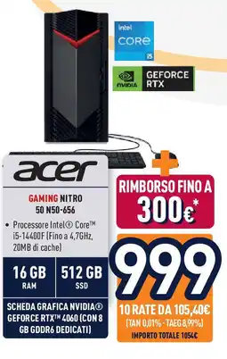 Unieuro acer GAMING NITRO 50 N50 656 offerta