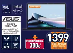 Unieuro Asus ZENBOOK 14 UX3405CA-PZ462W offerta