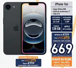 Unieuro iPhone 16e offerta