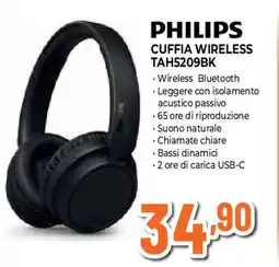 Ipercoop Philips cuffia wireless tah5209bk offerta