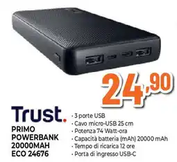 Ipercoop Trust primo powerbank 20000mah ECO 24676 offerta