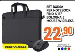 Ipercoop Set borsa per notebook fino a 16" bologna e mouse wireless offerta
