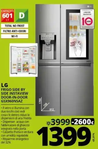 Comet LG Frigo Side by Side Instaview Door-in-Door GSX960NSAZ offerta