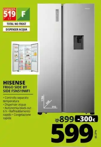 Comet Hisense Frigo Side By Side FSN519WFI offerta
