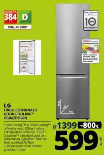 Comet LG Frigo Combinato Door Cooling GBB62PZGGN offerta