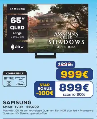 Euronics SAMSUNG SMART TV 4K - 65Q70D offerta