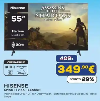 Euronics HISENSE SMART TV 4K-55A69N offerta