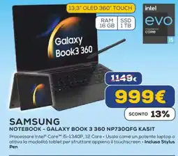 Euronics SAMSUNG NOTEBOOK - GALAXY BOOK 3 360 NP730QFG KA5IT offerta