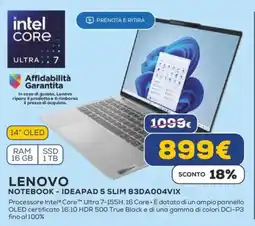 Euronics LENOVO NOTEBOOK - IDEAPAD 5 SLIM 83DA004VIX offerta