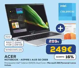 Euronics ACER NOTEBOOK - ASPIRE 1 A115 32 C6EB offerta