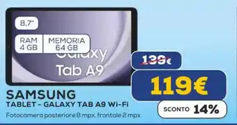 Euronics SAMSUNG TABLET - GALAXY TAB A9 Wi-Fi offerta