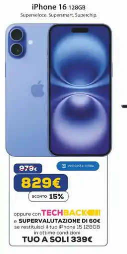 Euronics iPhone 16 128GB offerta