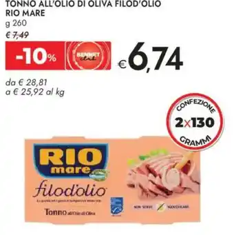 Bennet Tonno all'olio di oliva filod'olio rio mare offerta