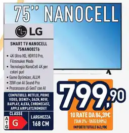 Unieuro LG Smart tv nanocell 75NAN082T6 offerta