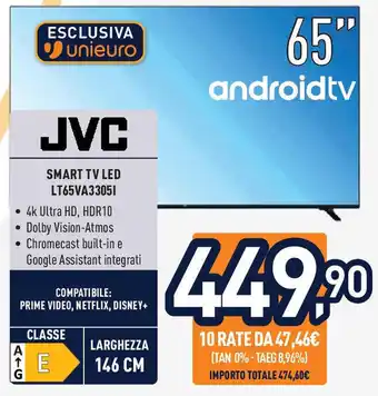 Unieuro JVC Smart TV LED LT65VA33051 offerta