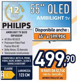 Unieuro PHILIPS Ambilight TV QLED offerta