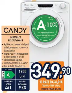 Unieuro Candy lavatrice HE1294TWM61S offerta