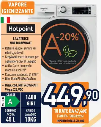 Unieuro Hotpoint LAVATRICE NBT1048WDAIT offerta