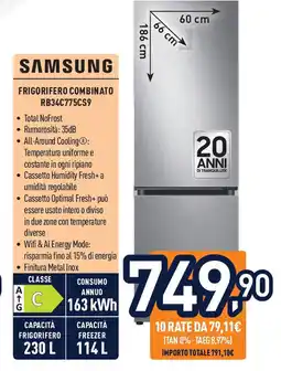 Unieuro SAMSUNG Frigorifero combinato RB34C775CS9 offerta