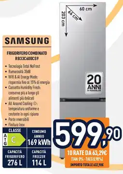 Unieuro Samsung frigorifero combinato RB33C600CS9 offerta