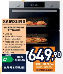 Unieuro Samsung forno multifunzione NV7B45403BS offerta