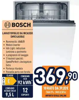 Unieuro BOSCH Lavastoviglie da incasso SMV24AX04E offerta