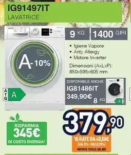 Unieuro IGNIS IG91497IT Lavatrice offerta