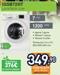 Unieuro IGNIS IGSB725IT Lavatrice slim offerta