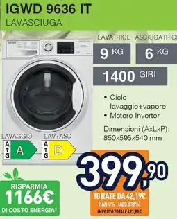 Unieuro IGNIS IGWD 9636 IT Lavasciuga offerta