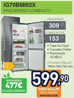 Unieuro IGNIS IG70BM192X frigorifero combinato offerta