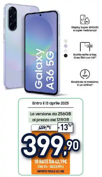 Unieuro SAMSUNG Galaxy A36 5G offerta