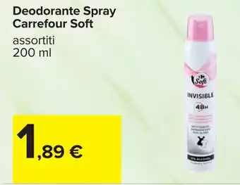 Carrefour Deodorante Spray Carrefour Soft offerta