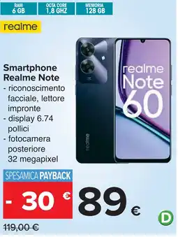 Carrefour Smartphone Realme Note offerta