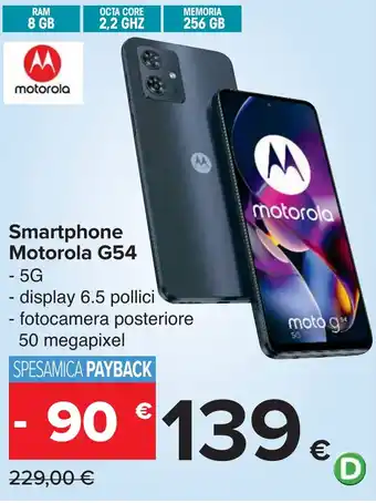 Carrefour Smartphone Motorola G54 offerta