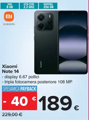 Carrefour Xiaomi Note 14 offerta