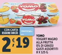 Deco Supermercati Yomo yogurt magro alla frutta 0% di grassi gusti assortiti offerta