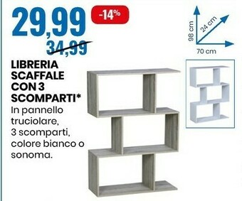 Eurospin Libreria scaffale con 3 scomparti offerta