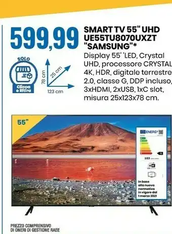 Eurospin Smart tv 55'' uhd ue55tu8070uxzt offerta