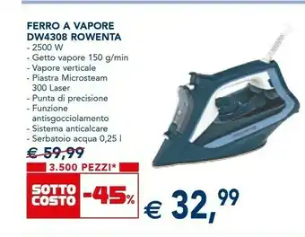 Esselunga Dw4308 express steam, ferro da stiro, microsteam300 laser per ottima diffusione del vapore, emissione continua di vapore di 4 offerta